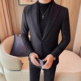 XF1043-P175双层领西装男士秋冬新款修身纯色商务休闲婚礼礼服，男装西服套装，电商B333
