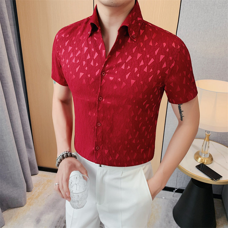 C7775-P5879花衬衫男士夏季新款短袖衬衫免烫休闲百搭衬衣,男装T恤,电商B333