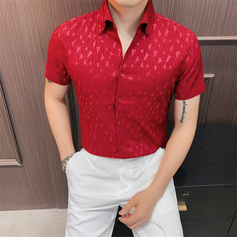C7775-P5879花衬衫男士夏季新款短袖衬衫免烫休闲百搭衬衣,男装T恤,电商B333