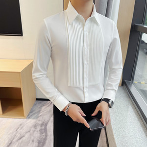 7181-P73 长袖衬衫男士秋冬新款纯色百搭休闲衬衣图片