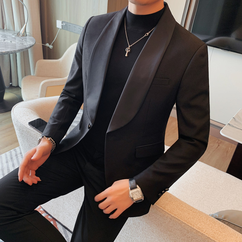 23592-P155男士秋冬新款西装外套潮流时尚休闲西服礼服黑色,男装西服套装,电商B333