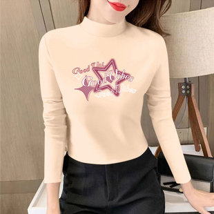 百搭外穿洋气加厚打底衫 T恤内搭保暖上衣修身 女半高领长袖 秋冬款