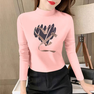 显瘦百搭上衣打底衫 T恤修身 洋气女半高领内搭加厚保暖长袖 秋冬款