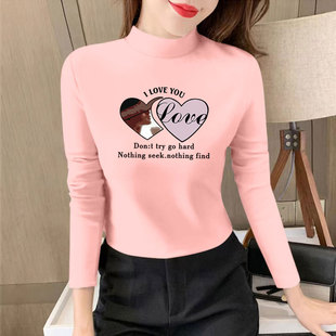 百搭打底衫 秋冬季 显瘦时尚 T恤加厚保暖上衣修身 女德绒半高领长袖