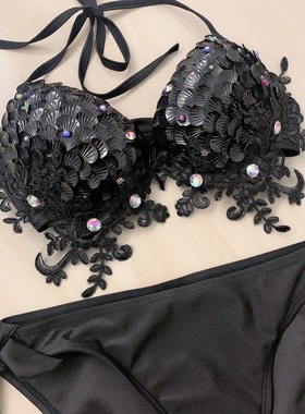 yun美人鱼bra人鱼亮片胸衣自由潜比基尼海洋馆演出服电音节cospla