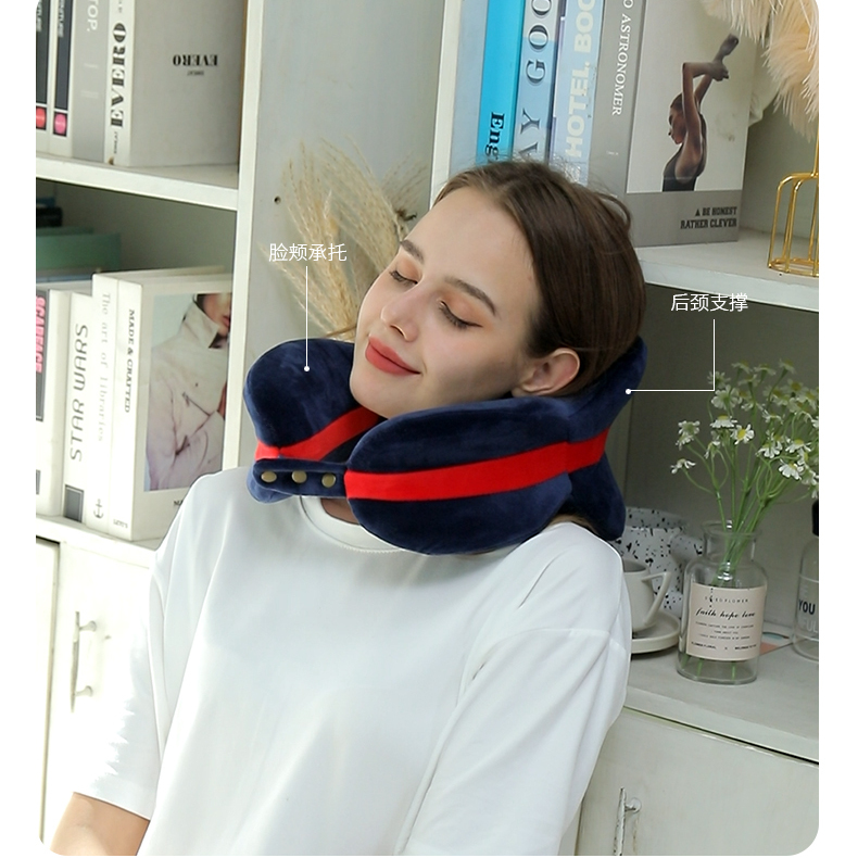 可拆洗u型枕记忆棉脖子护颈枕学生午睡枕头成人开车办公U形颈椎枕