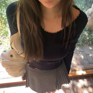 现货2025秋季新款韩国东大门tan*at韩版韩系气质镂空针织衫女毛衣