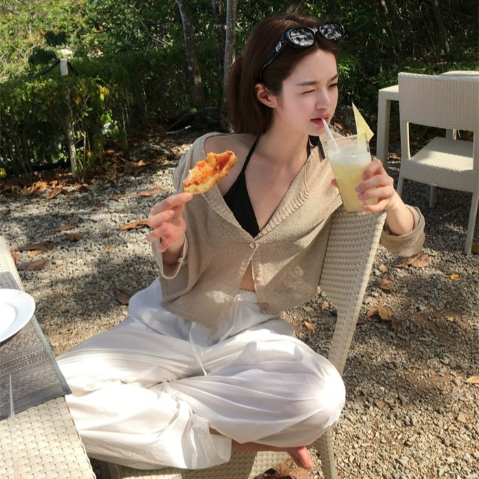 陆续2025夏新款韩国东大门veget*ble韩系冰丝薄款防晒针织开衫女