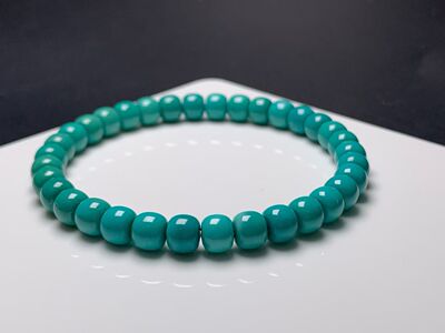 湖北原矿绿松石手串高瓷蓝桶珠男女款送礼盘玩单圈配饰手链