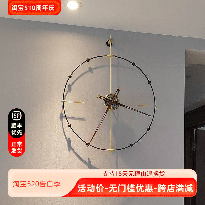 个性极简西班牙挂钟客厅创意时尚轻奢网红2023表挂墙静音现代时钟