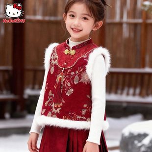 加厚新款坎肩大童棉外穿洋气夹秋冬儿童服装夹拜年马甲马背心女童