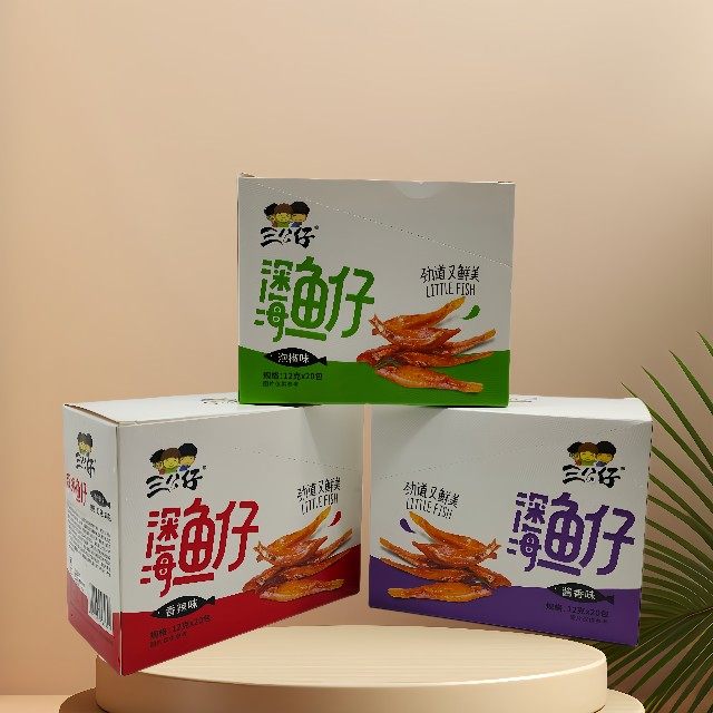 三公仔深海鱼仔香辣味泡椒味酱香味盒装独立包装湖南小吃包邮