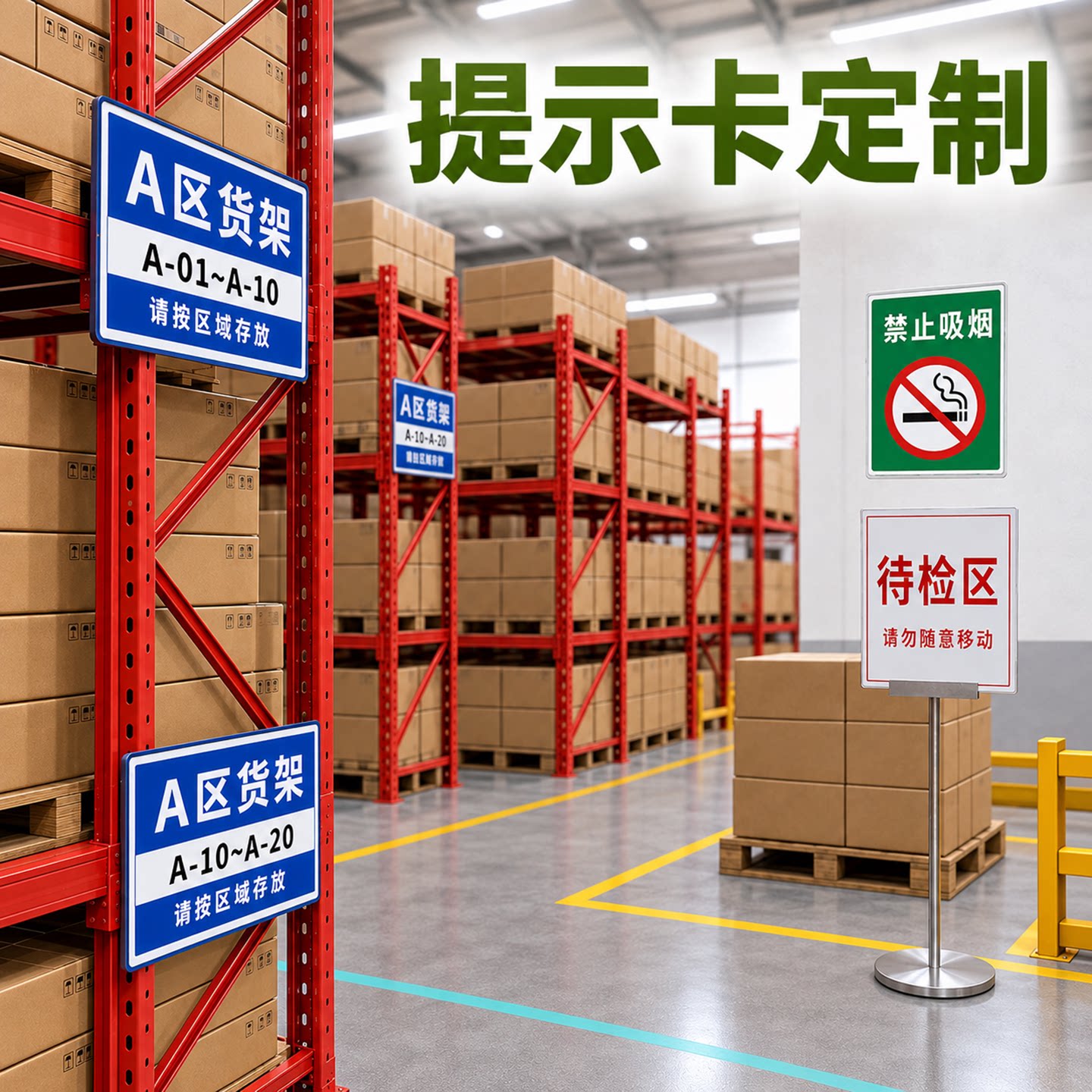 塑封提示卡定制仓库标识牌制作