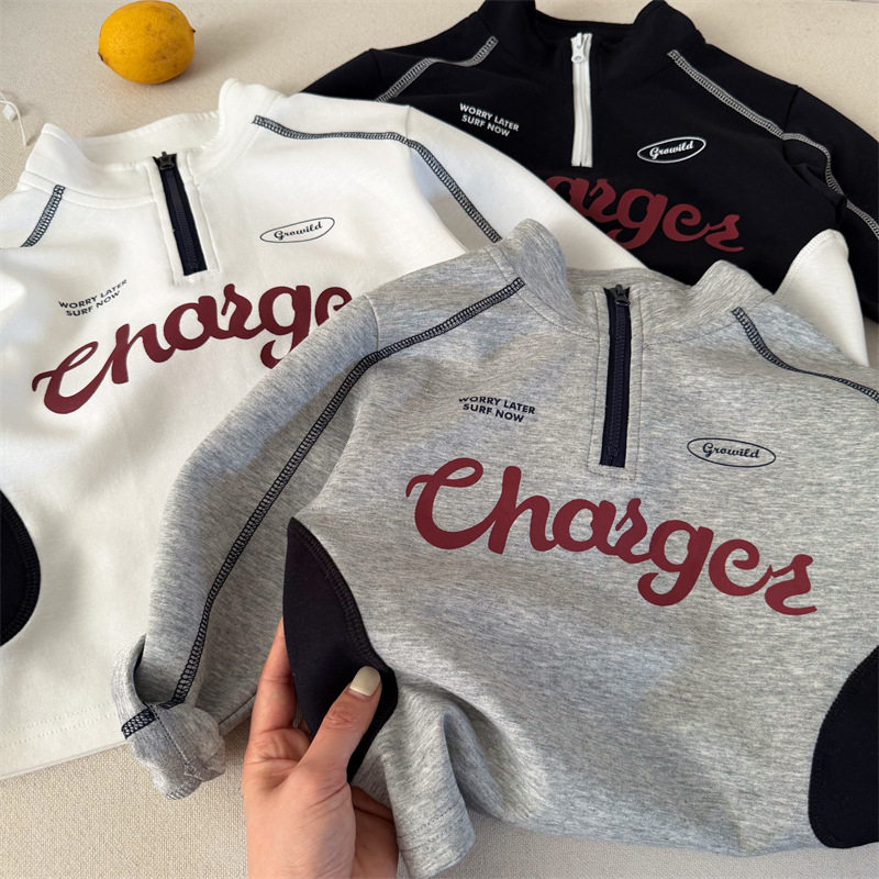 时髦休闲范~2026春季新品男女童印花字母卫衣宝宝立领拉链T恤,童装/婴儿装/亲子装,卫衣/绒衫,淘宝优惠券,粉丝福利购,淘宝优惠卷