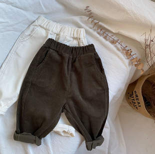 拼接萝卜裤 男女宝宝中性款 潮 儿童灯芯绒休闲百搭长裤 休闲有feel