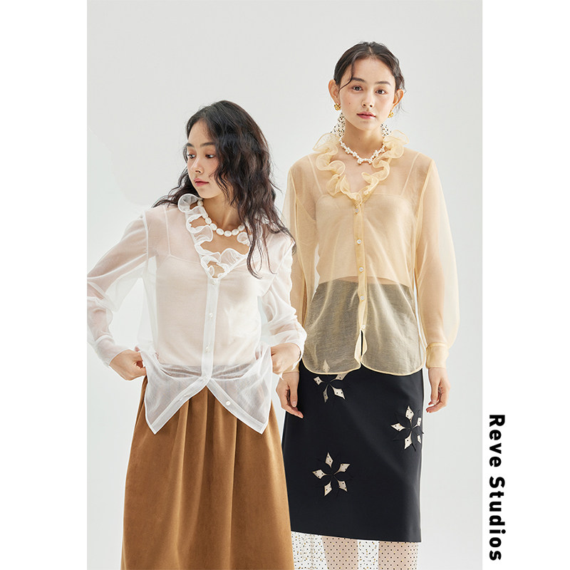 芮物revestudios/那不勒斯 日本进口水泽光感欧根纱衬衫