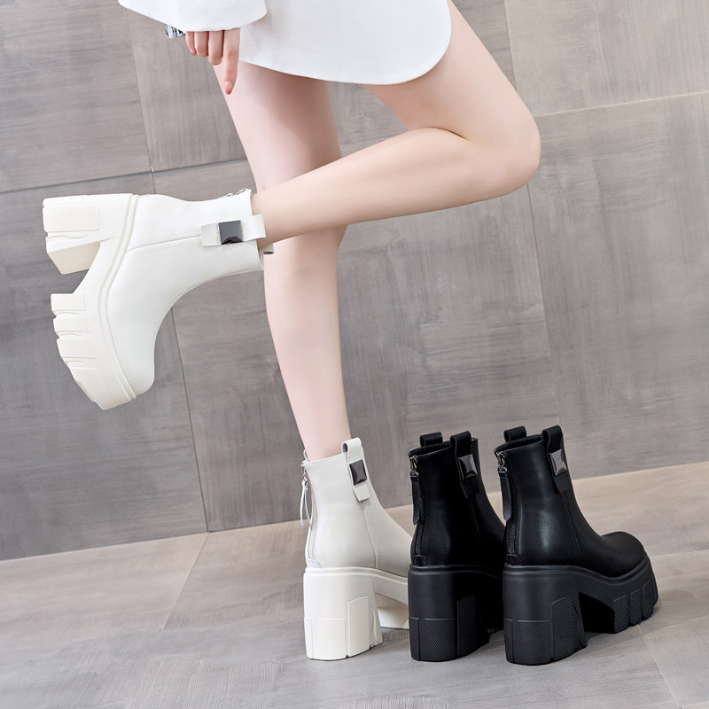 真皮12cm增高跟马丁靴女小个子2025新款秋冬加绒中筒靴英伦风短靴,女鞋,马丁靴,淘宝优惠券,粉丝福利购,淘宝优惠卷