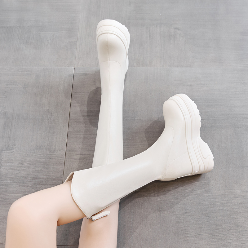 12CM内增高长靴女2025新款冬真皮150小个子不过膝高筒骑士靴显瘦