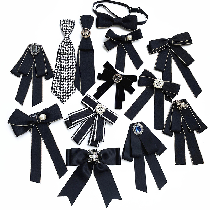 黑色领结女飘带蝴蝶结衬衣法式