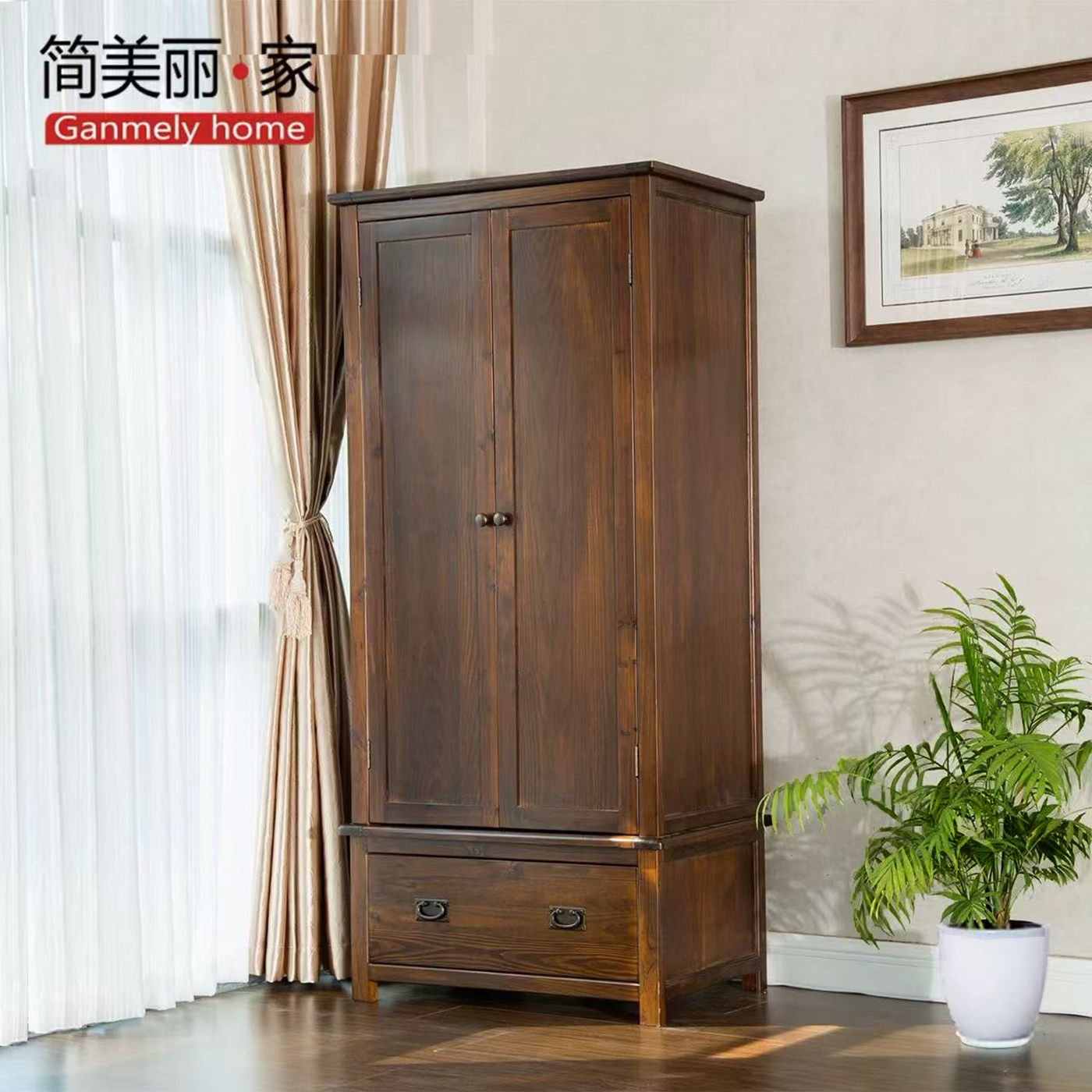 美式分层隔板松木家用卧室可定制