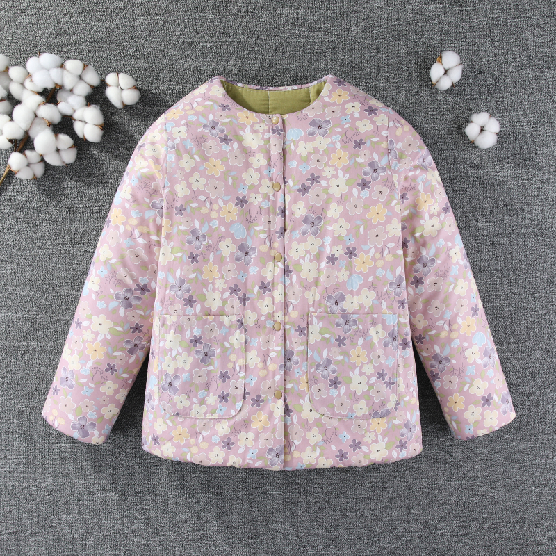 女款无领口袋厚款冬季棉服