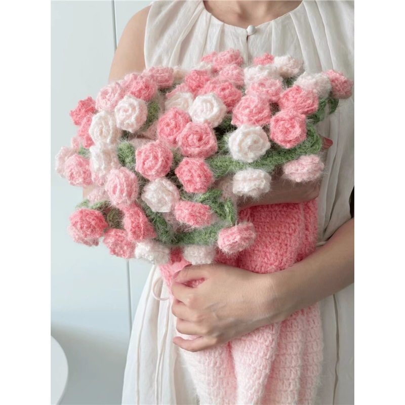 手工毛线diy渐变花束毯子材料包钩织玫瑰毯子变花束创意礼物,纺织面料/辅料/配套,面料/布类,淘宝优惠券,粉丝福利购,淘宝优惠卷