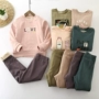 Đồ lót trẻ em đặt khung kéo cashmere cộng với nhung hai lớp ấm áp cho bé trai và bé gái lớn mùa đông quần áo dày mùa thu - Quần áo lót shop quan ao baby