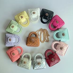 小香风菱格链条包儿童手拎包迷你小包挂件耳机收纳袋单肩斜挎包