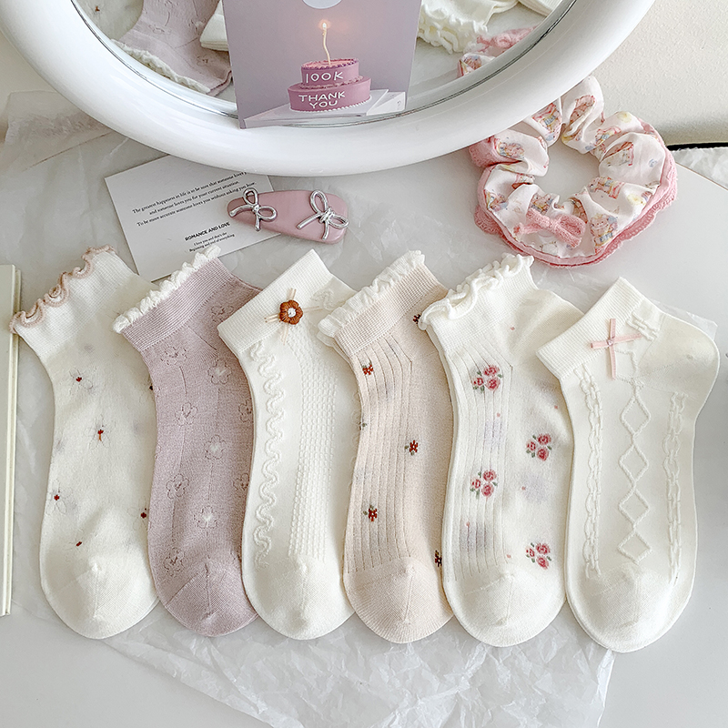 夏季薄款饰品绢感纤维袜子女短袜