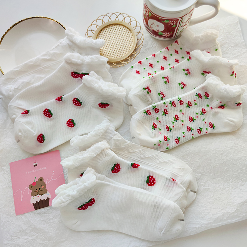 春夏季薄款白色袜子女甜美学院风