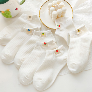 棉袜透气卡通学院风少女浅口船袜 白色袜子女短袜可爱日系夏天薄款