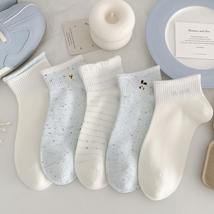 运动棉袜春秋甜美 爆款 无骨蓝白点纱小狗短袜夏薄款 袜子女2026新款
