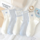透气 运动风棉袜薄款 网面清新蓝白蝴蝶结袜子女中筒袜2026新款 爆款