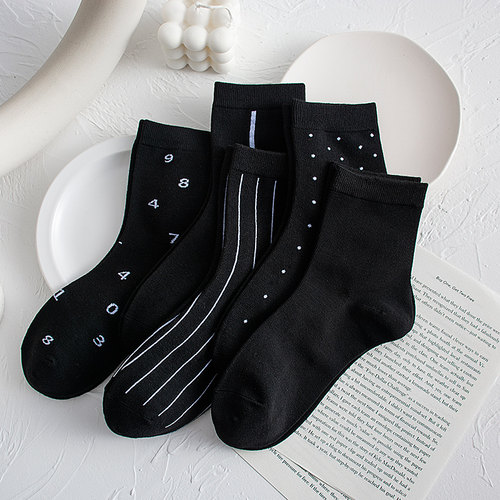 中筒袜韩国简约ins纯棉透气