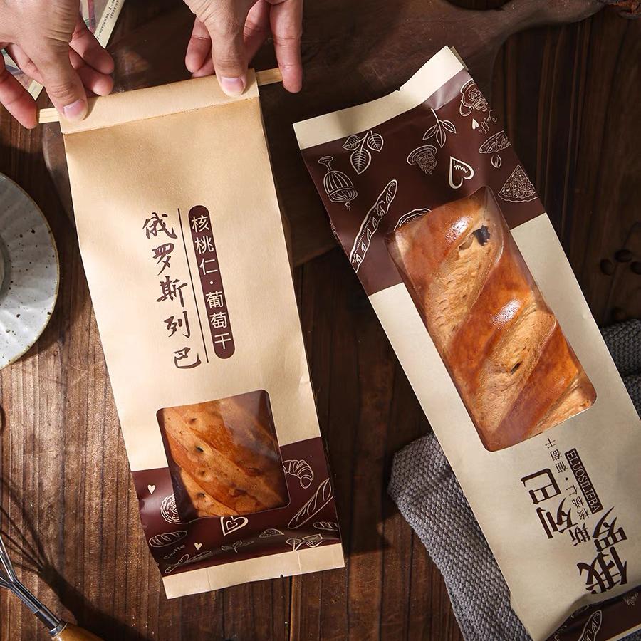 核桃果仁加厚长条手撕面包包装袋