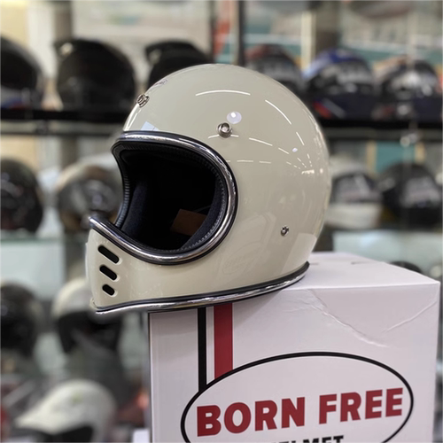 bornfree mini moto3美式硬汉素色头盔 复古小体山地骑行全盔