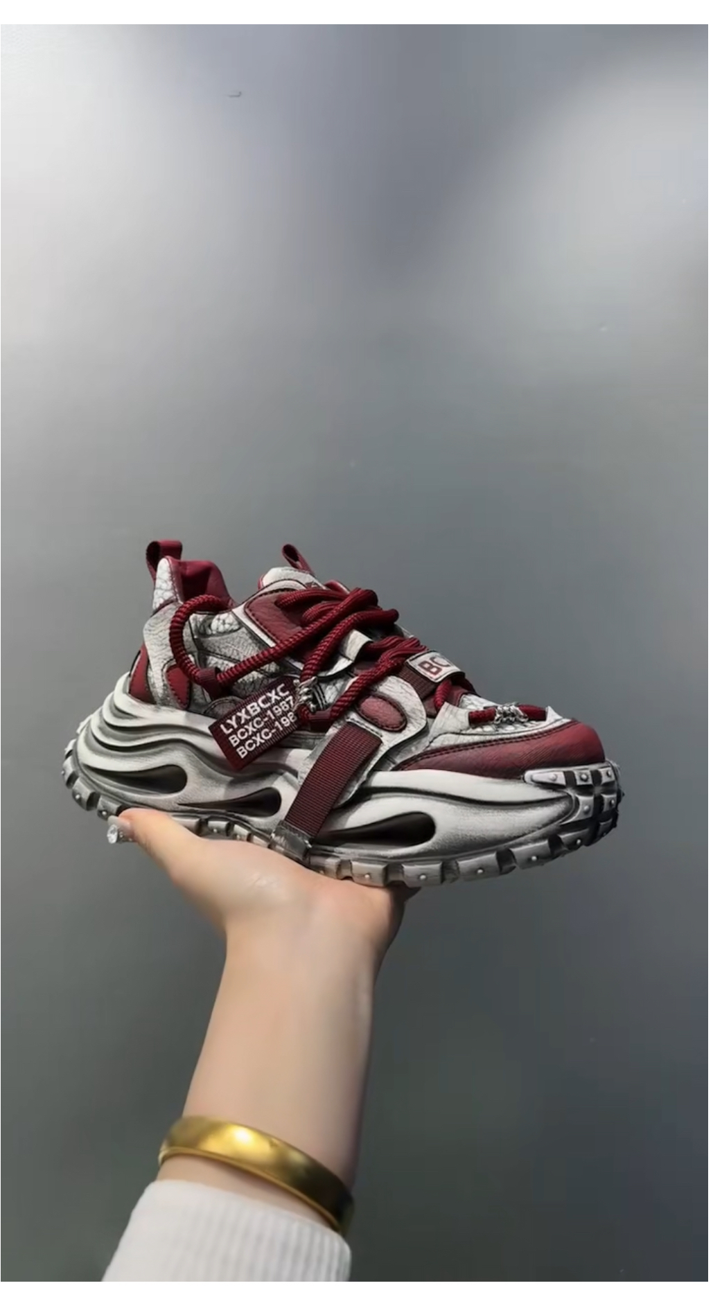 厚底复古风真皮老爹鞋男冬季新款增高软底舒适时尚休闲鞋做旧男鞋