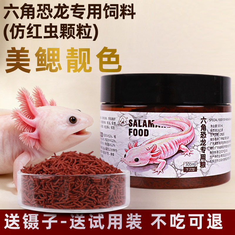 朗众六角恐龙鱼饲料娃娃鱼食物东方蝾螈六六鱼食仿红虫下沉型鱼粮