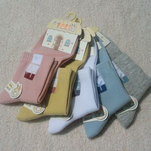 纯棉中筒学生袜梦娜金兔13-15大码薄款童袜子7-9岁10-12白色红色