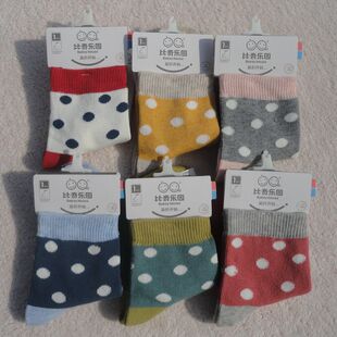 厚款纯棉中筒童袜梦娜比奇乐园精梳棉时尚波点学生袜大童女袜7-15