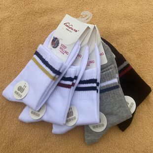 纯棉中筒女袜梦娜时尚运动女士袜子植绒高端防臭散步篮球袜