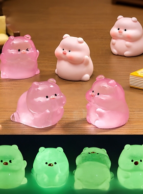 夜光小猪猪配件桌面微景观小摆件