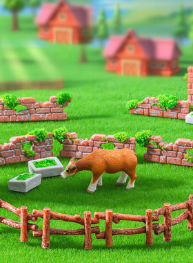 微景观学生手工墙砖木质栅栏农场造景diy装饰品配件生态瓶小摆件