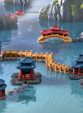 手工仿真假山凉亭造景观中式园艺盆景diy装饰品配件小生态瓶摆件