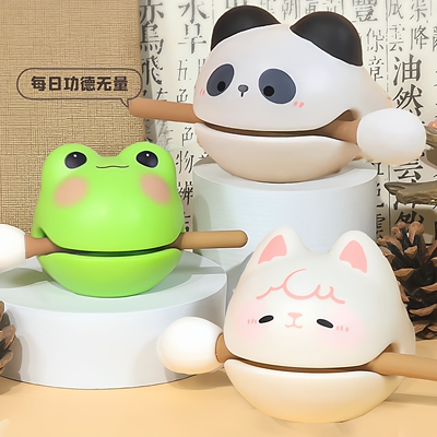 求签乌龟男女礼物可爱招财羊木鱼敲打儿童玩具解压摆件棒熊猫青蛙