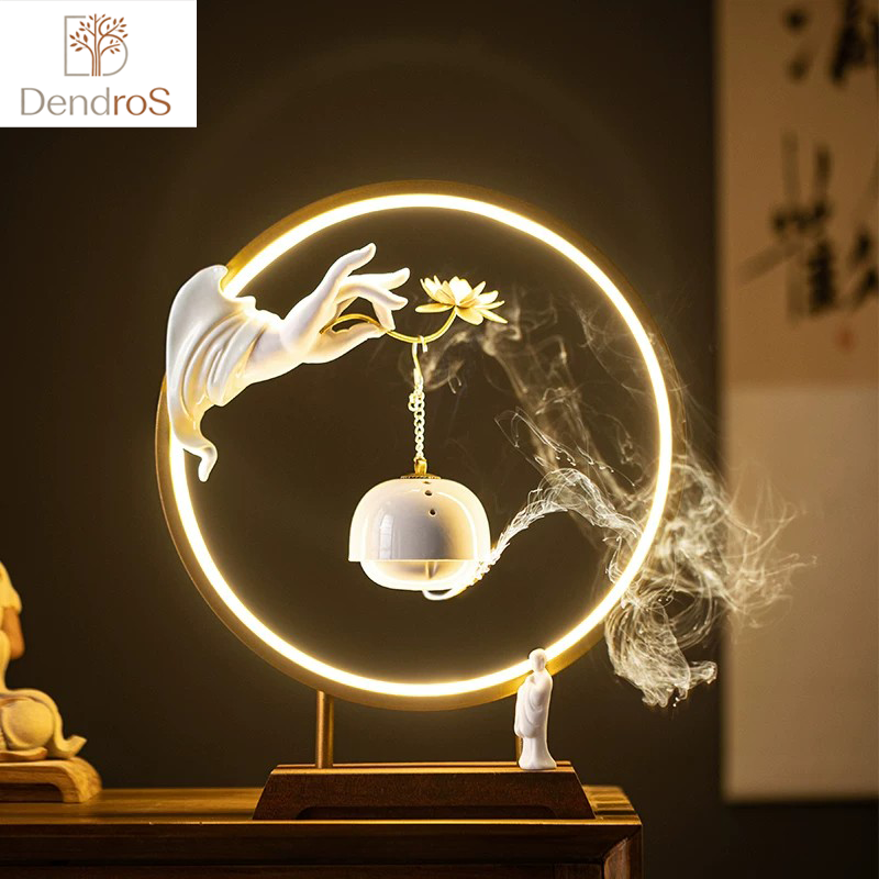 德国品质禅意佛手莲花薰香炉摆件