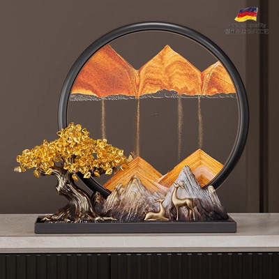 流沙画网红摆件发财树一鹿程祥