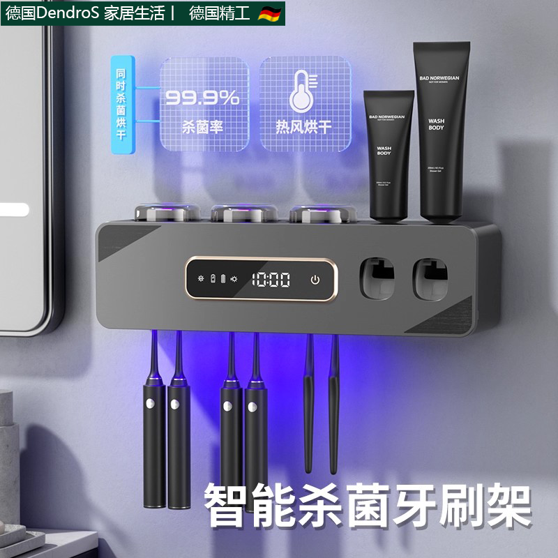 德国Dendros智能牙刷消毒器紫外线杀菌烘干壁挂式电动牙杯置物架
