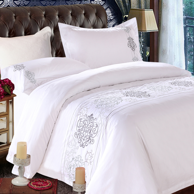 全棉五星级酒店纯白床上用品绣花高支纯棉60支床品宾馆被套四件套|msdalam kategori seperai dan bantal, Quilt - dari Buy2taobao.com untuk memberikan perkhidmatan ejen Taobao profesional membeli