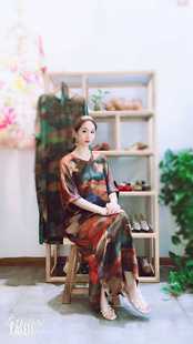 包邮 女连衣裙 老裁缝2019高端香云纱设廓形大牌设计师 十二年